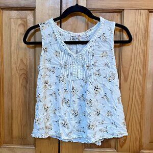 Skies are Blue White Floral Sleeveless Top